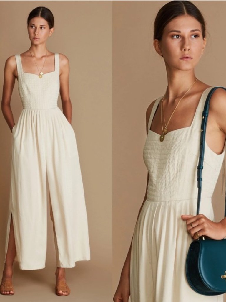 Sancia Lucia Jumpsuit Sleeveless Cream Jumpsuit With Pleated Bodice